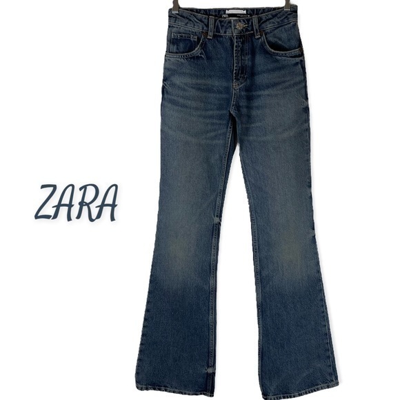 Zara Med Rise Bootcut Medium Wash 100% Cotton Jeans NWT - Picture 1 of 10
